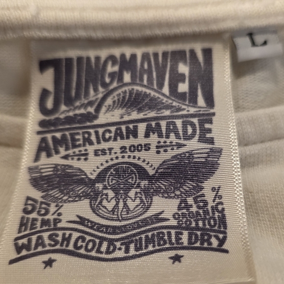 JUNGMAVEN WHITE COTTON TSHIRT WITH SIDE POCKETS LG. - Picture 12 of 13